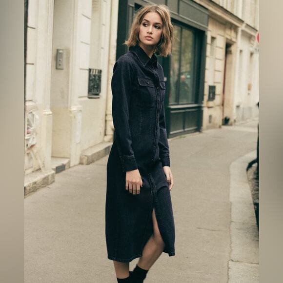 ZARA DENIM SHIRTDRESS ZW COLLECTION - Picture 4 of 13